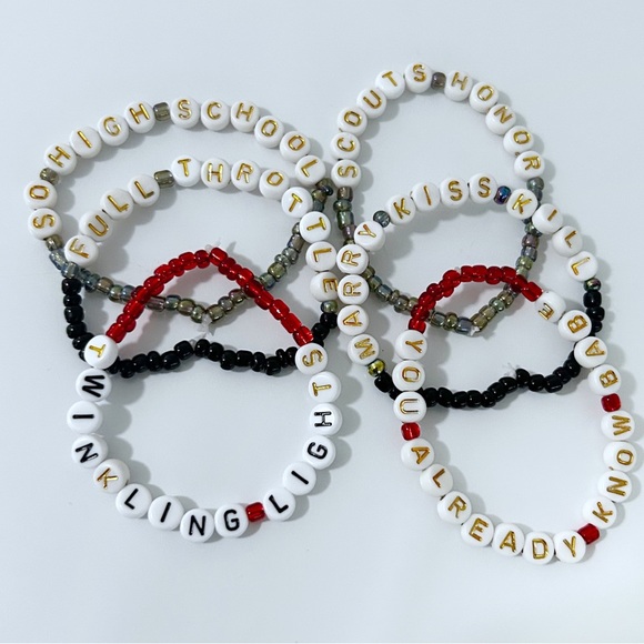 6 So High School Taylor Swift Friendship Bracelets Glass Beads TTPD Travis Kelce - Picture 2 of 6